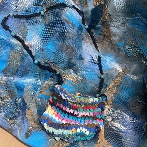 Knit yoga purse! Out the door, over the shoulder, cell, keys, wallet! Handmade!